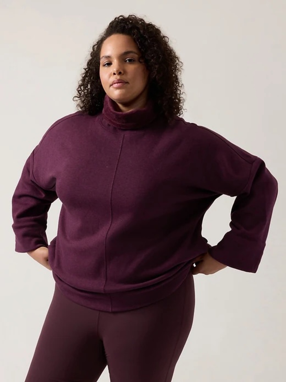 Athleta Cozy Karma Funnel Neck Sweatshirt- Spiced Cabernet Heather